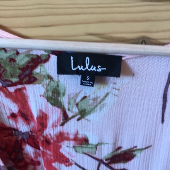 Lulus Cherished Love Blush Pink Floral Wrap Dress Size Small - Picture 6 of 9